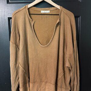 We the Free Womens Oversized Tunic Tee Mustard Yellow Brown Small